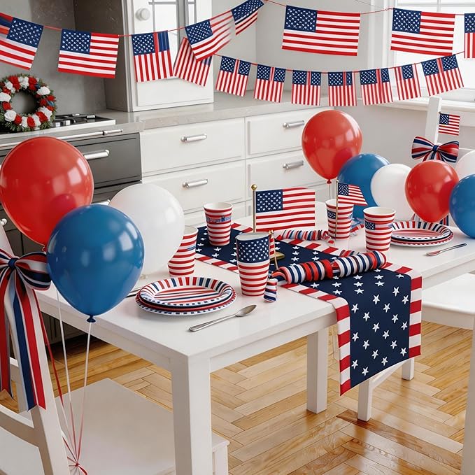 4th of July Decorations, Patriotic USA Stars Table Runner for 250 Anniversary USA Merchandise | Memorial Day Decorations - Fourth of July Accessories Decor for Home Party Supplies Outdoor Indoor