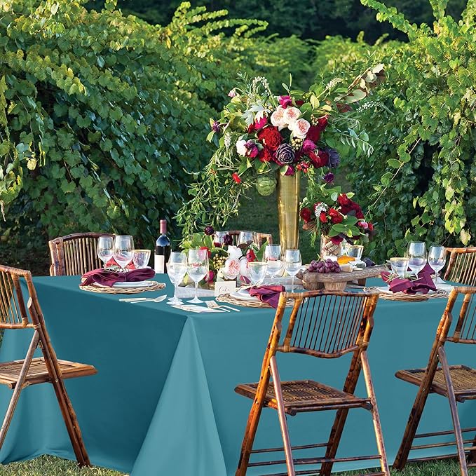 sancua Teal Tablecloths for 8 Foot Rectangle Tables, 8 Pack - Washable Polyester Fabric Table Cloth for Wedding Party, Birthday, Banquet Reception, 60x120 Inch
