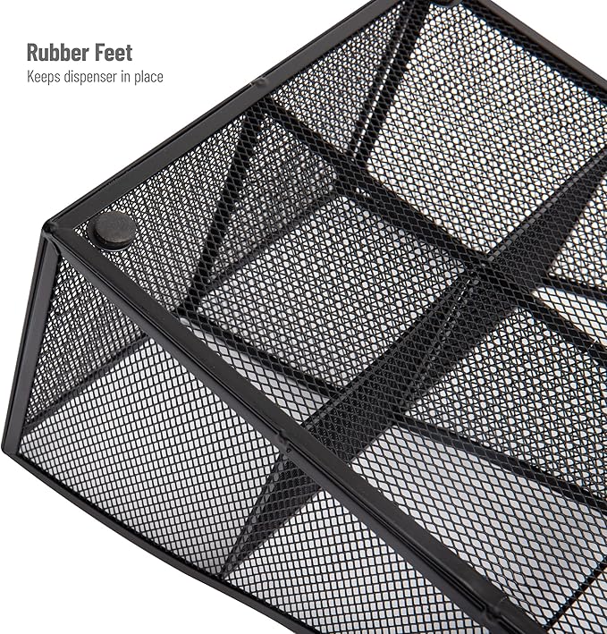 Mind Reader Countertop Organizer, Office Breakroom Supply Caddy for Cups Lids Stirrers and Condiments, Metal Mesh, Black